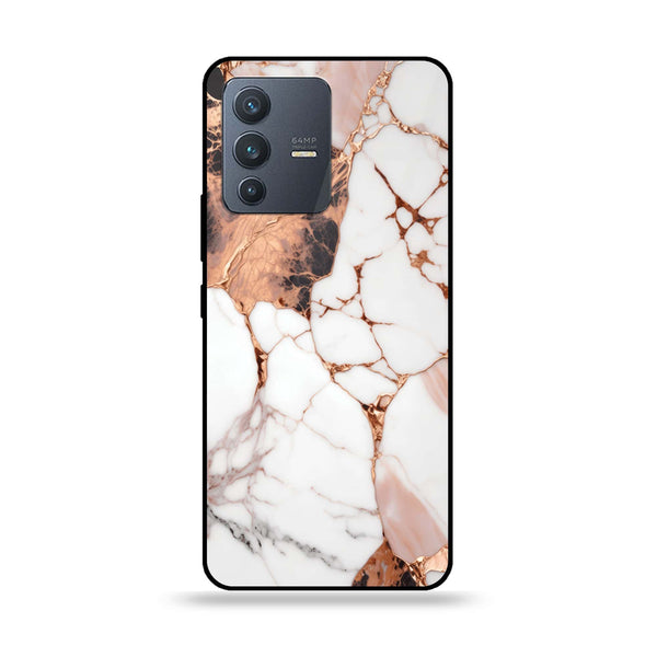 Vivo V23 5G - Liquid Marble Design 5- Premium Printed Glass soft Bumper shock Proof Case CS-11557