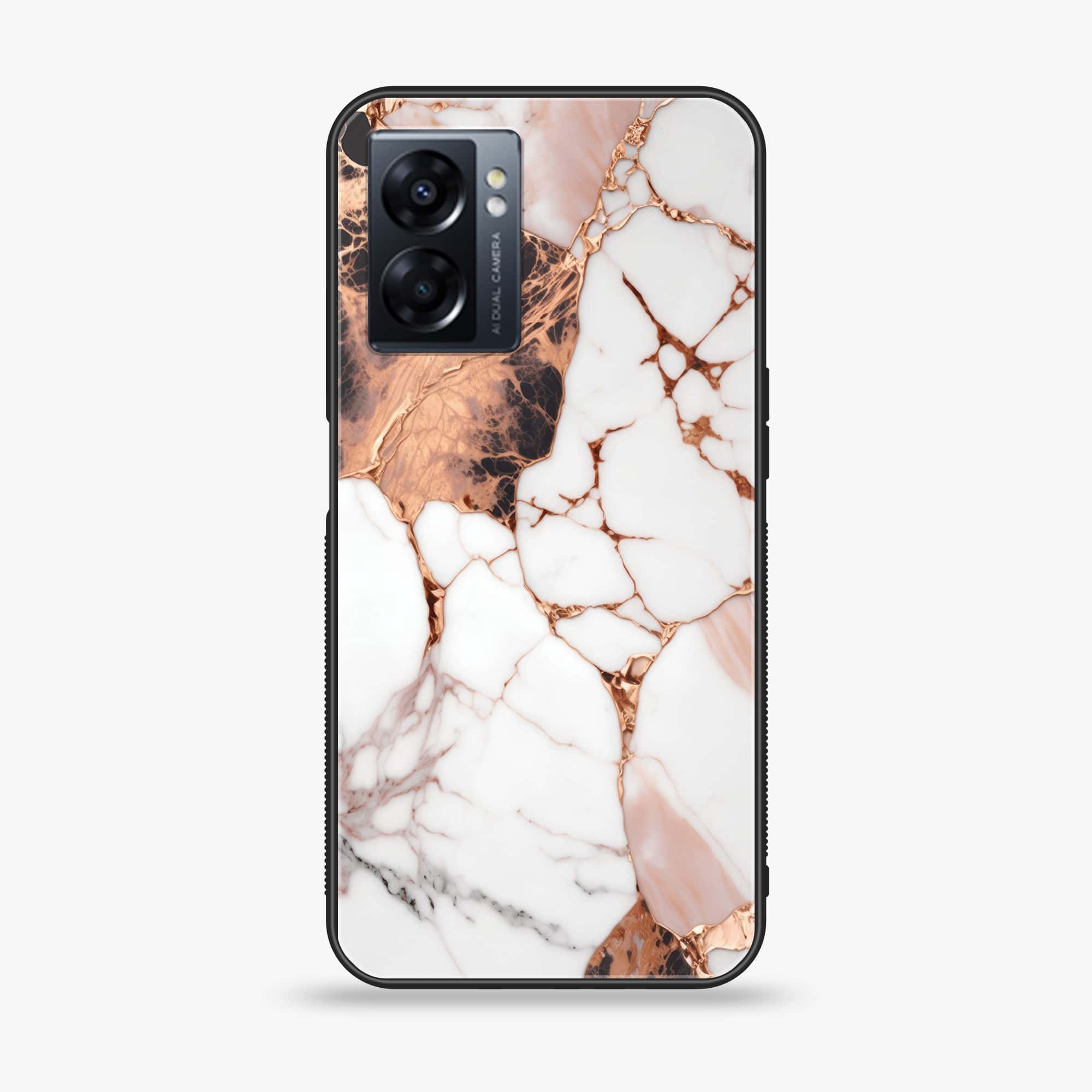 Oppo A77 4G - Liquid Marble Series - Premium Metal Printed soft Bumper shock Proof Case