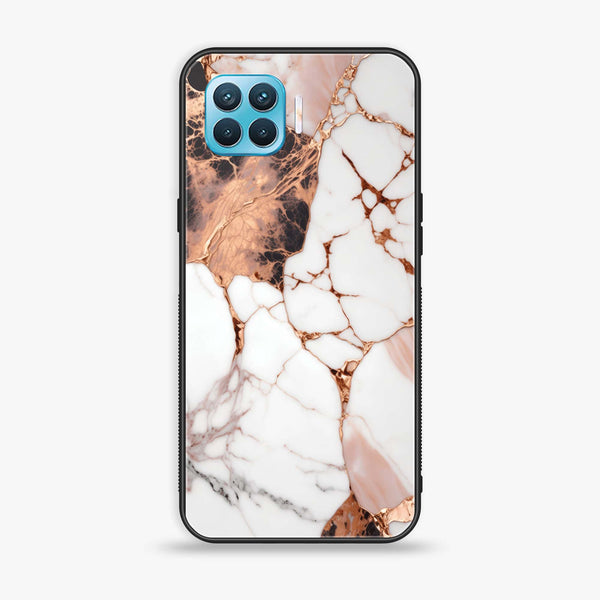 Oppo F17 Pro /A93 4G/ RENO 4 LITE  - Liquid Marble Design 5 - Premium Printed Glass soft Bumper shock Proof Case CS-15986