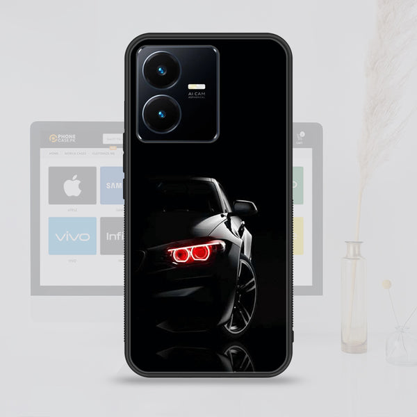 Vivo Y22  -  Black Art  Design 6 - Premium Printed Glass soft Bumper shock Proof Case CS-35838 CS-40577 CS-40858