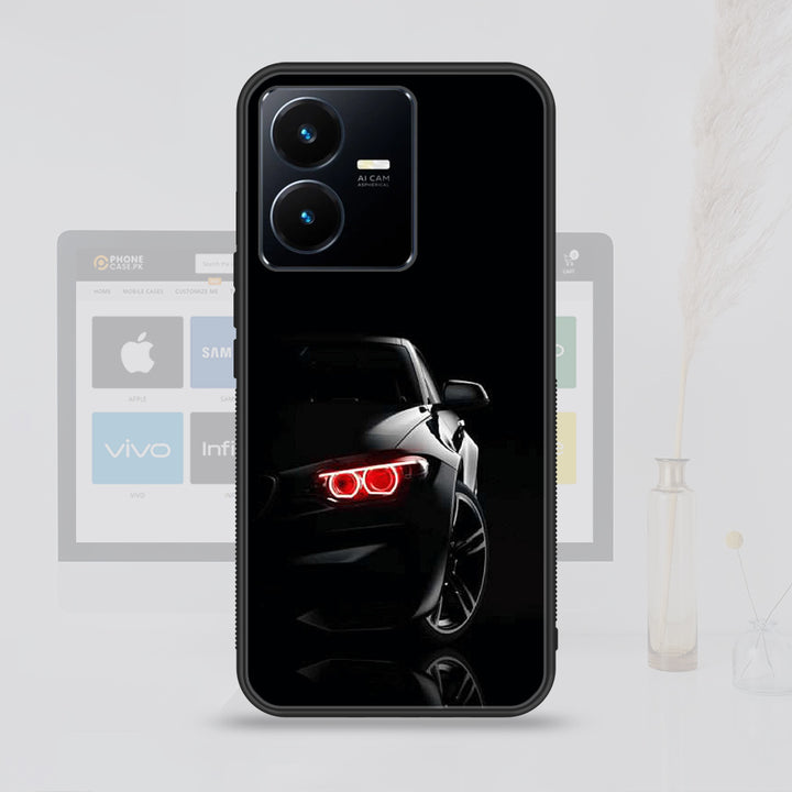 Vivo Y22  -  Black Art  Design 6 - Premium Printed Glass soft Bumper shock Proof Case CS-35838 CS-40577 CS-40858