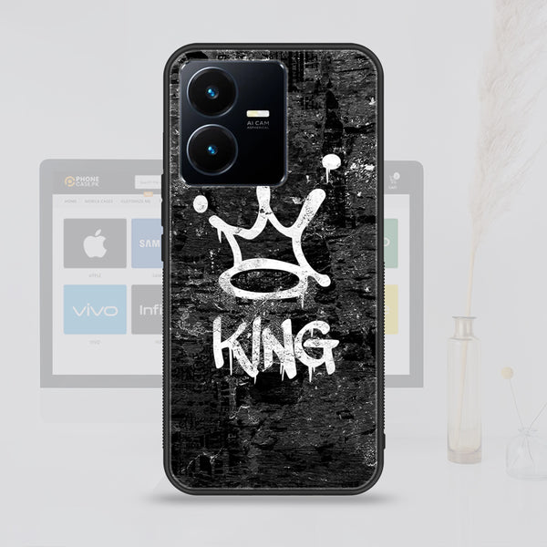 Vivo Y22  - King Design 8 - Premium Printed Glass soft Bumper shock Proof Case CS-16976  CS-41701