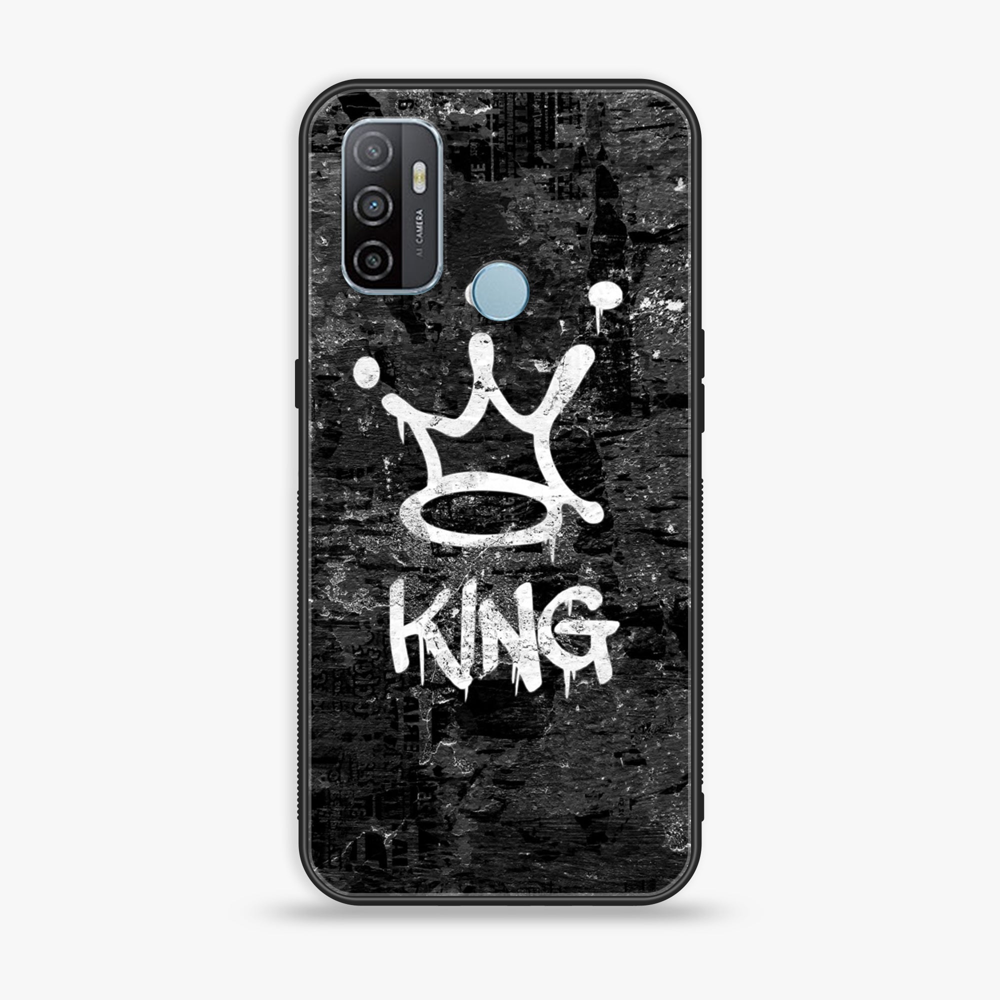Oppo A53 - King  Series V 2.0 - Premium Printed Glass soft Bumper shock Proof Case