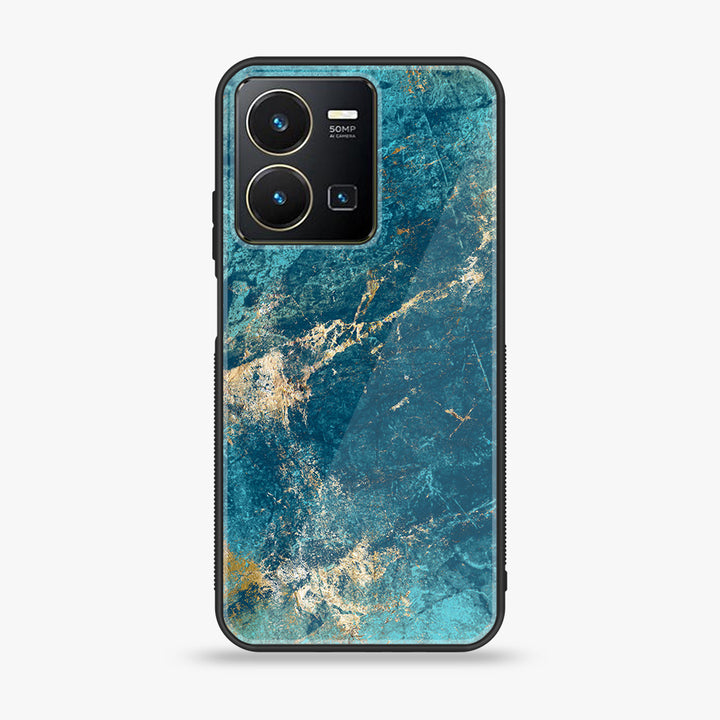 Vivo Y35  - Blue  Marble V 2.0   Design 9  - Premium Metal Printed soft Bumper shock Proof Case  CS-30745