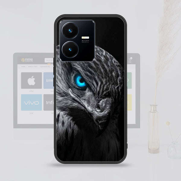 Vivo Y22   Black Art  Design 2  Premium Printed Glass soft Bumper shock Proof Case CS-38706