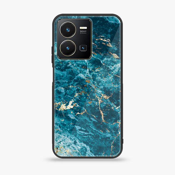 Vivo Y35  - Blue  Marble V 2.0  Design 8  - Premium Printed Glass soft Bumper shock Proof Case CS-39210