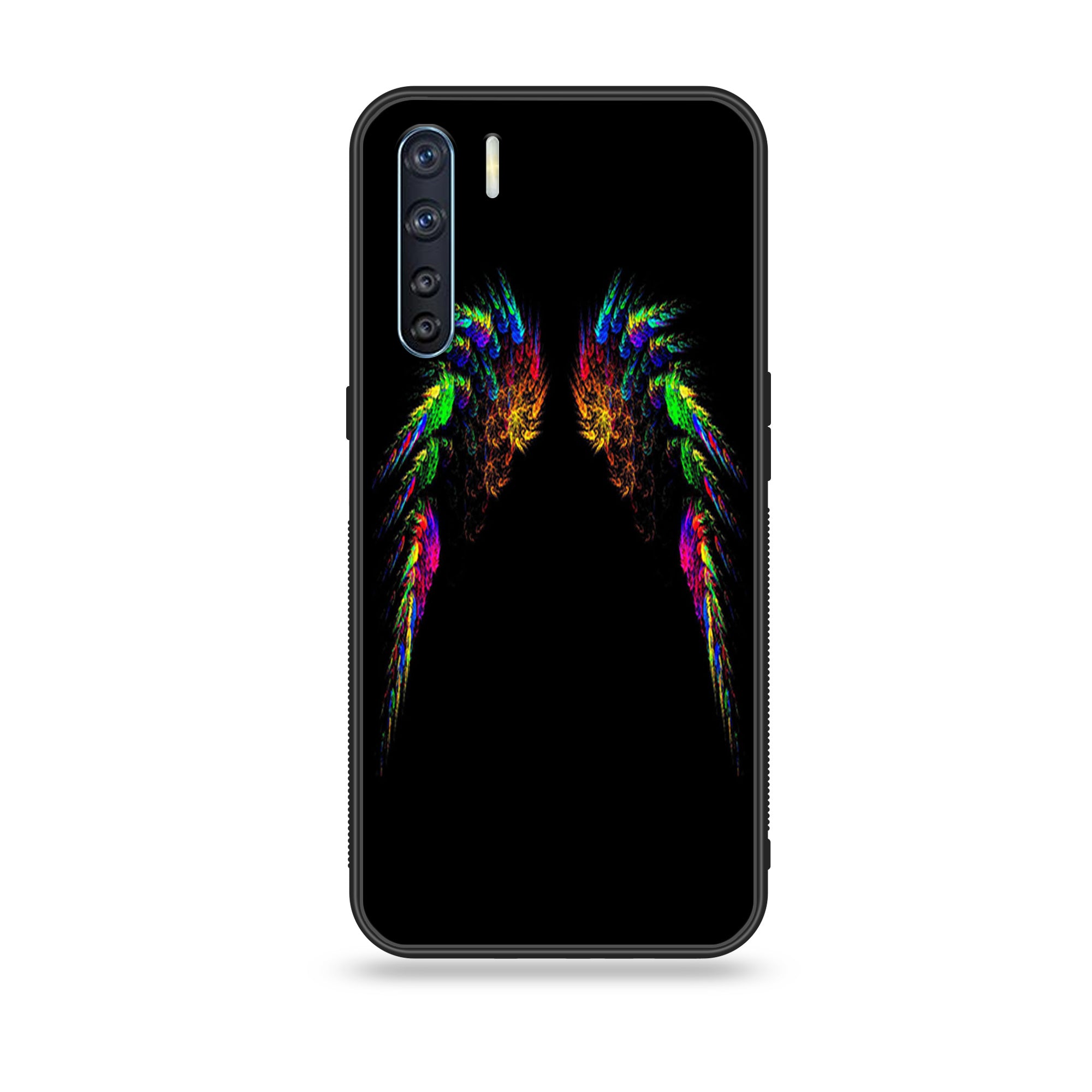 Oppo F15 - Angel Wings Series - Premium Printed Glass soft Bumper shock Proof Case