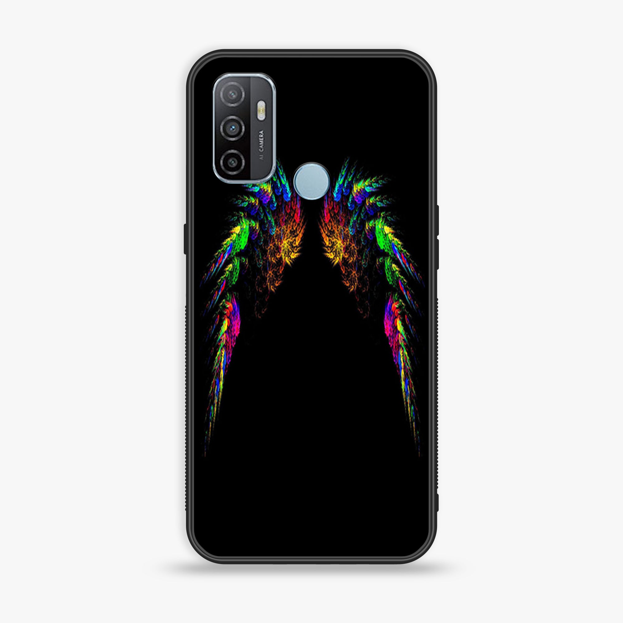 Oppo A53 - Angel Wings Series - Premium Printed Glass soft Bumper shock Proof Case