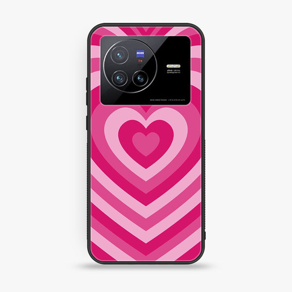 Vivo X80- Heart Beat Series - Premium Printed Glass soft Bumper shock Proof Case