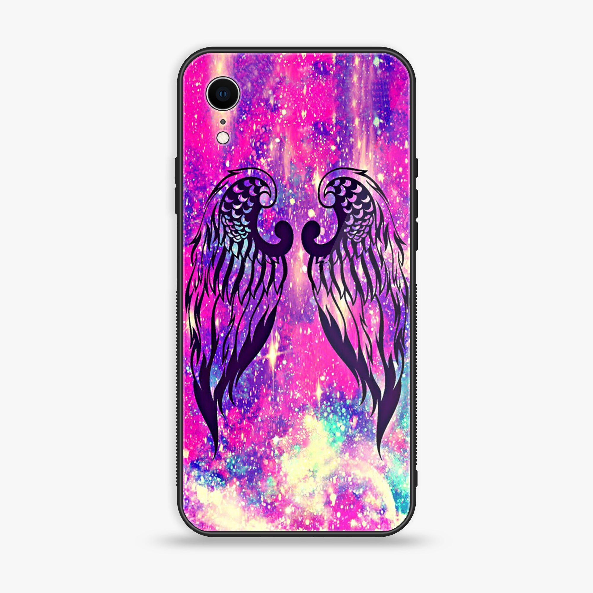 iPhone XR - Angel Wings Series - Premium Printed Glass soft Bumper shock Proof Case