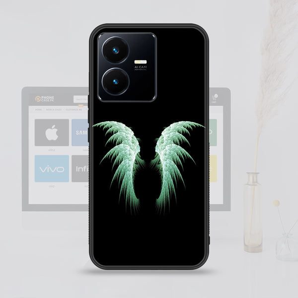 Vivo Y22 Angel Wings Design 5 Premium Printed Glass soft Bumper shock Proof Case CS-22090