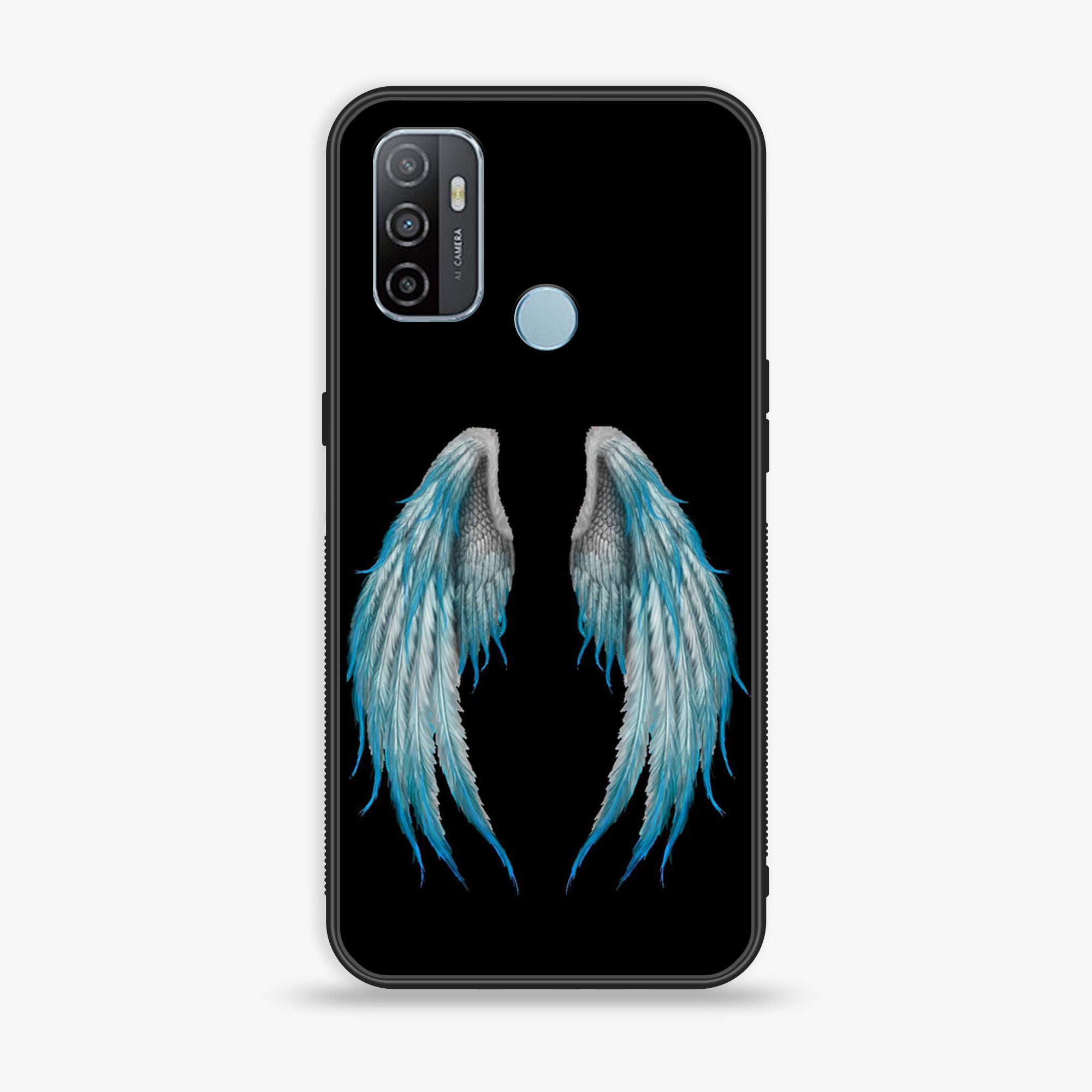 Oppo A53 - Angel Wings Series - Premium Printed Glass soft Bumper shock Proof Case