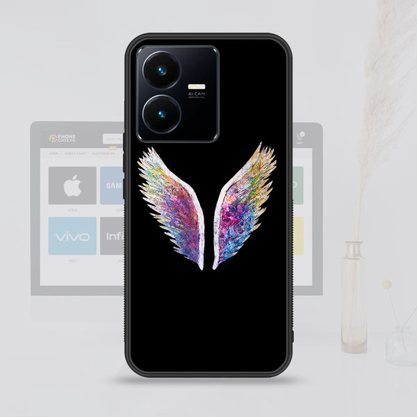 Vivo Y22 Angel Wings Design 3 Premium Printed Glass soft Bumper shock Proof Case CS-14574