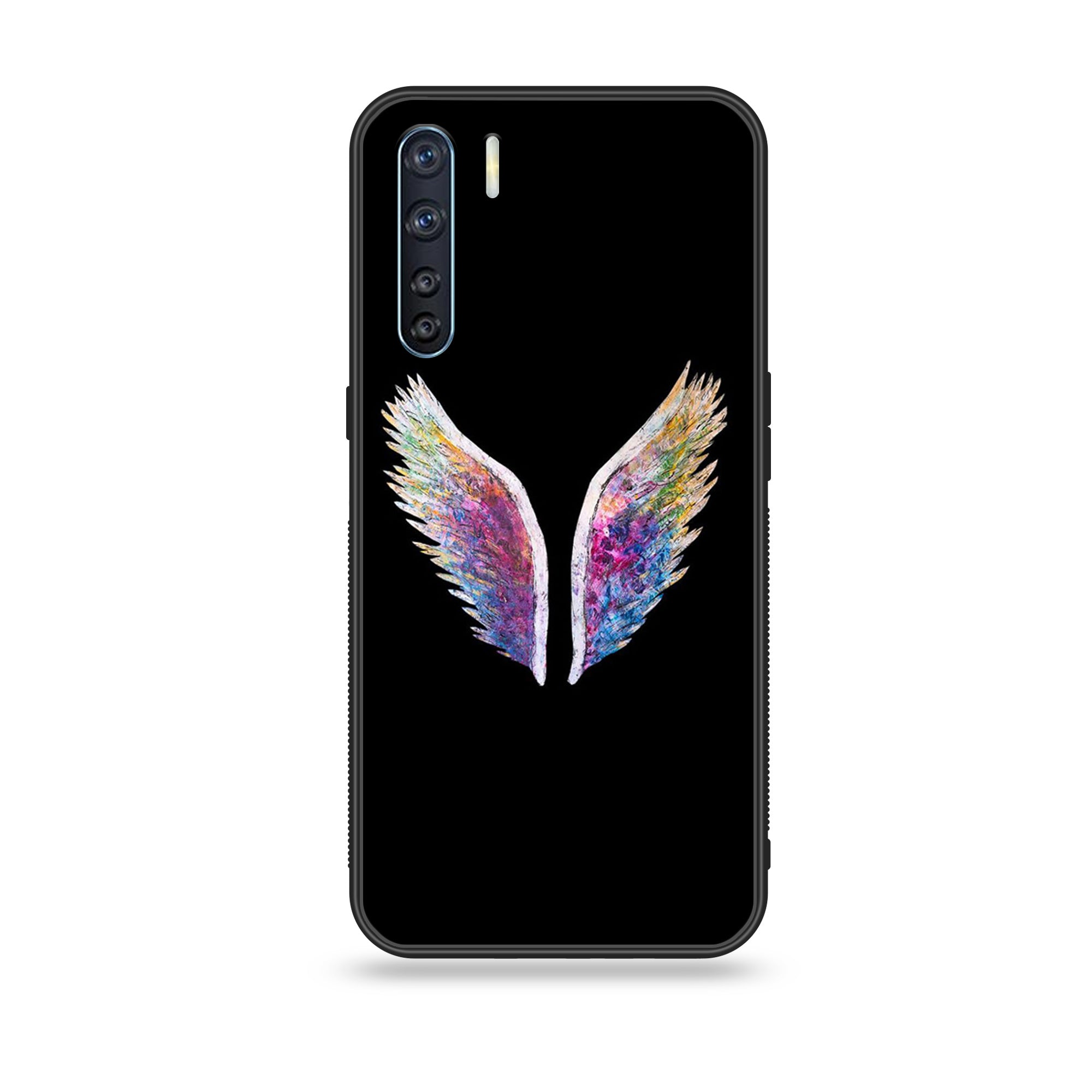 Oppo F15 - Angel Wings Series - Premium Printed Glass soft Bumper shock Proof Case
