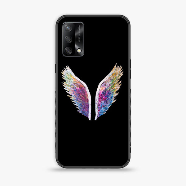 Oppo F19/A74/A95- Angel Wings Design 3 - Premium Printed Glass soft Bumper shock Proof Case CS-11874