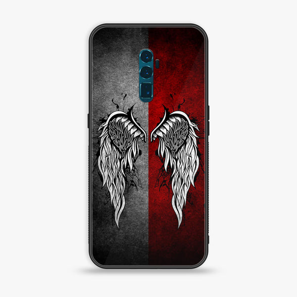 OPPO Reno 10x Zoom Angel Wings Series Premium Printed Glass soft Bumper shock Proof Case