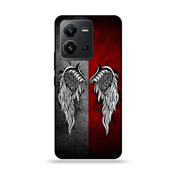 Vivo V25 5G/V25E  - Angel Wings Design 2- Premium Printed Glass soft Bumper shock Proof Case CS-34093 CS-35529