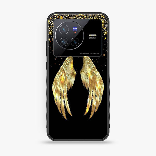 Vivo X80- Angel Wings Design 1- Premium Printed Glass soft Bumper shock Proof Case CS-11553