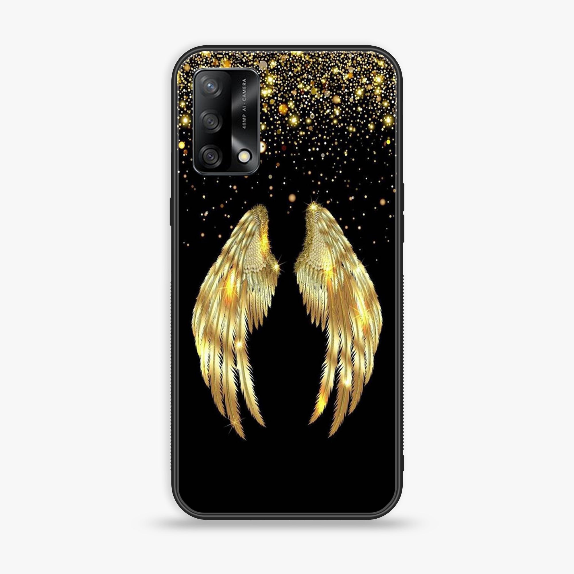 Oppo A95 - Angel Wings Series - Premium Printed Glass soft Bumper shock Proof Case