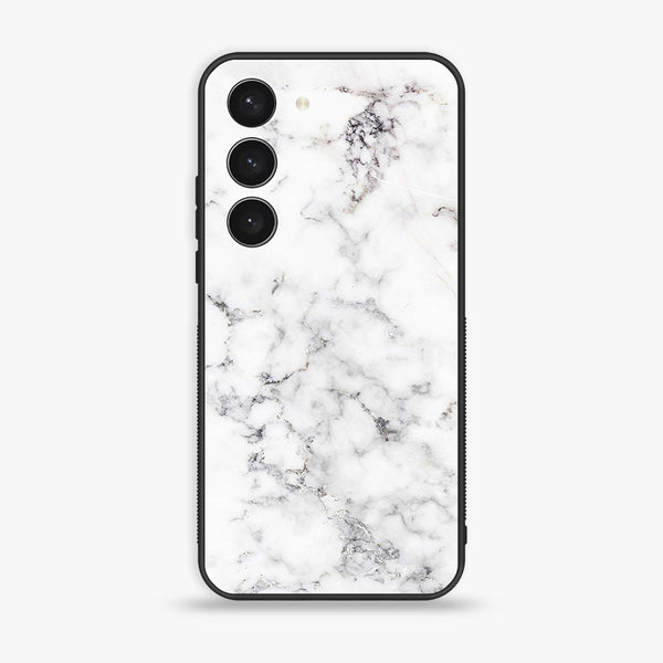 Samsung Galaxy S23 - White Marble Series - Premium Metal Printed soft Bumper shock Proof Case