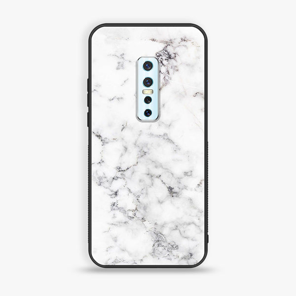 VIVO V17 PRO  - White Marble Series - Premium Printed Glass soft Bumper shock Proof Case