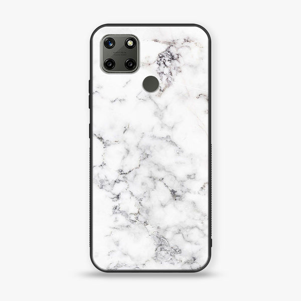 Realme C25Y  White Marble Series Premium Printed Glass soft Bumper shock Proof Case