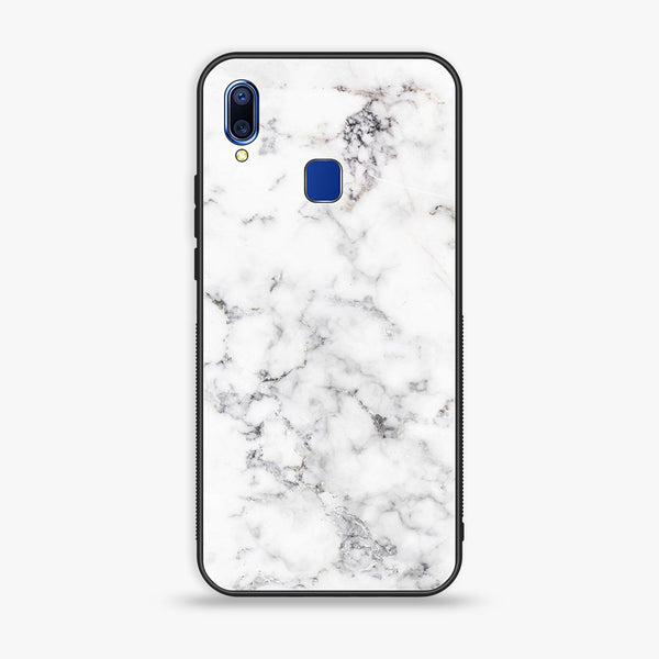 vivo Y95- White Marble Series - Premium Printed Glass soft Bumper shock Proof Case