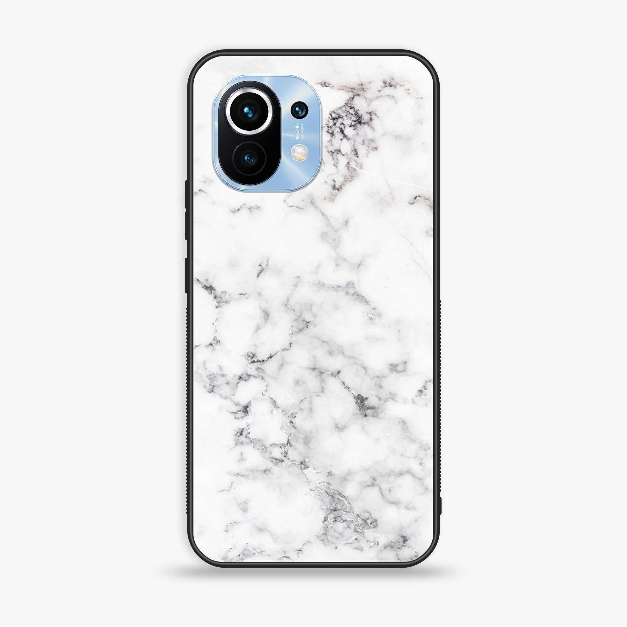 Mi 11 Lite - White Marble Series - Premium Printed Glass soft Bumper shock Proof Case