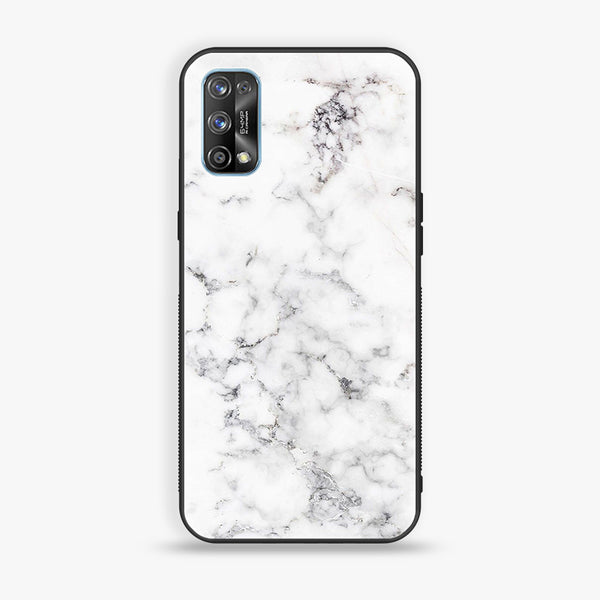 Realme 7 Pro - White Marble Series - Premium Printed Glass soft Bumper shock Proof Case