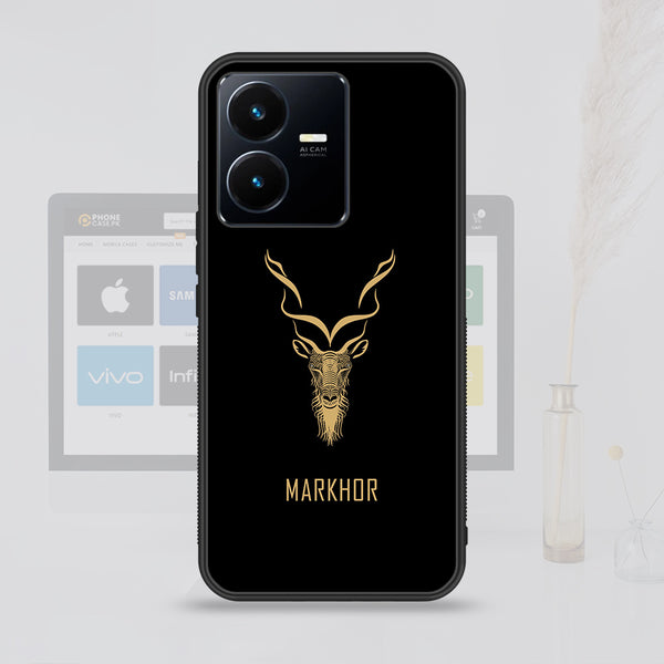 Vivo Y22  Markhor Design 3 Premium Printed Glass soft Bumper shock Proof Case CS-18709