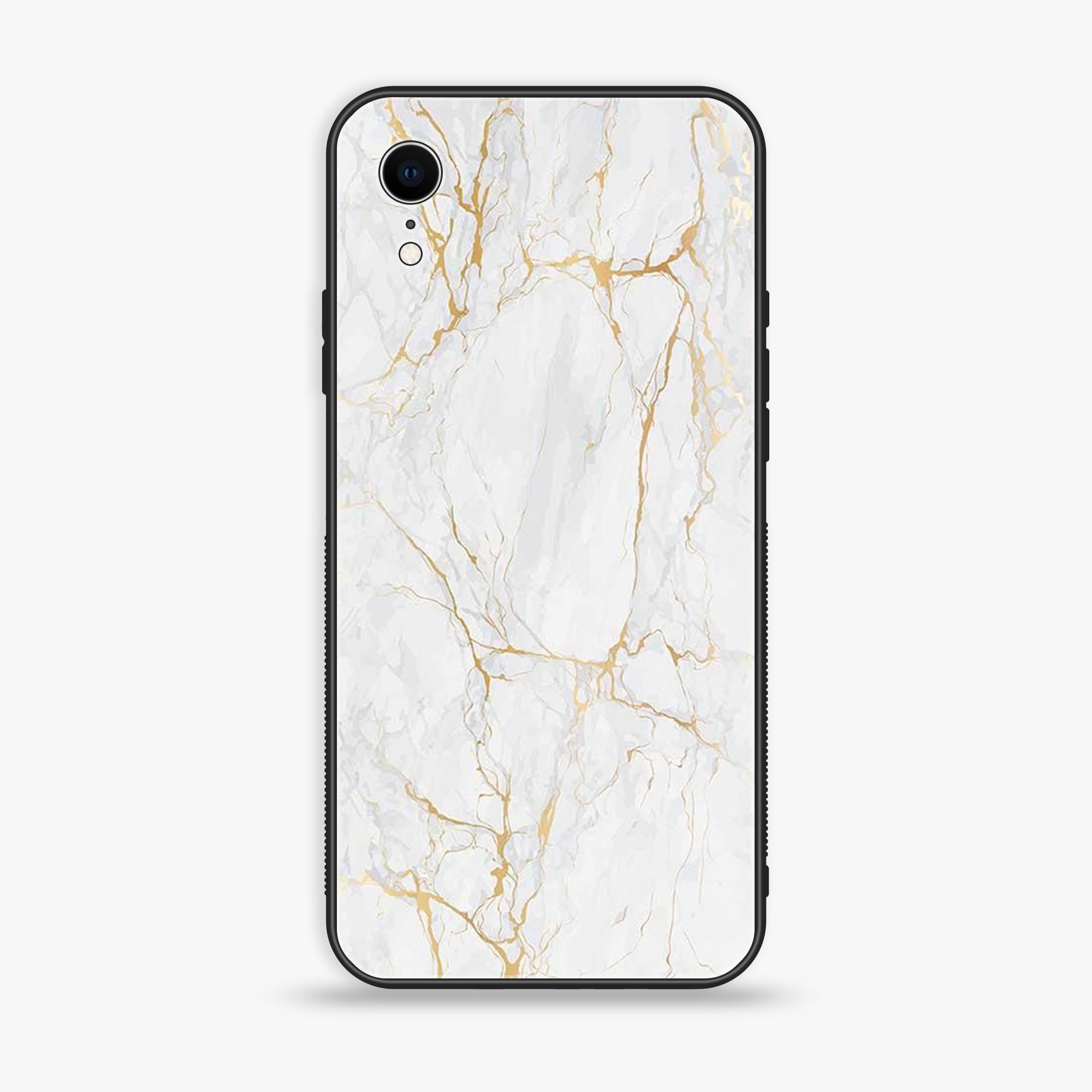 iPhone XR - White Marble Series - Premium Printed Glass soft Bumper shock Proof Case