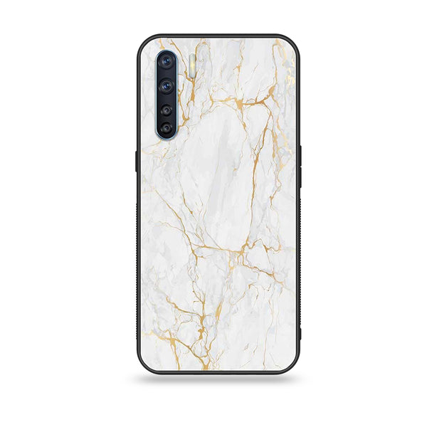 Oppo Reno 3 / OPPO A91 / F15  - White Marble Design 8 - Premium Printed Glass soft Bumper shock Proof Case CS-36934