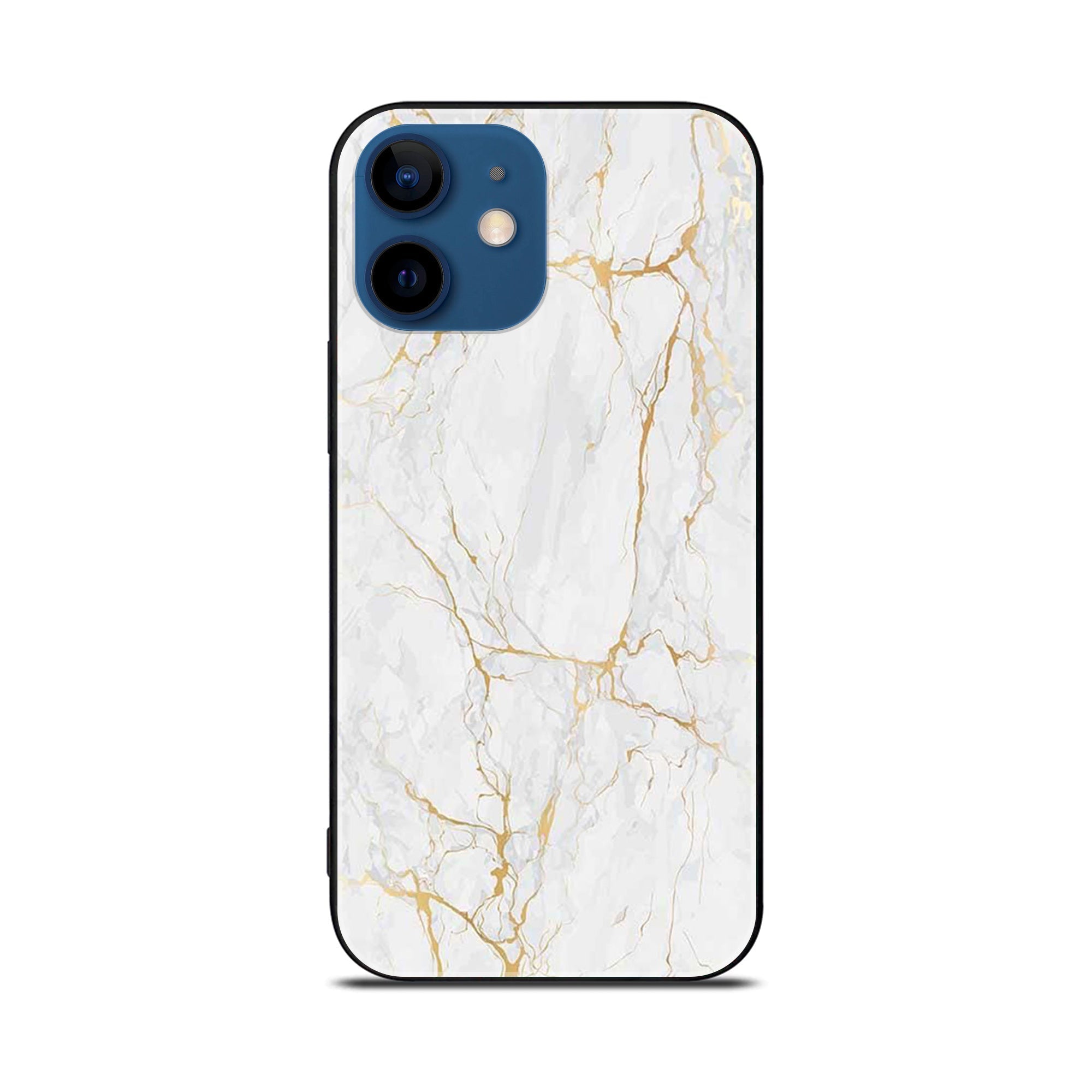 iPhone 11 White Marble Series  Premium Printed Glass soft Bumper shock Proof Case