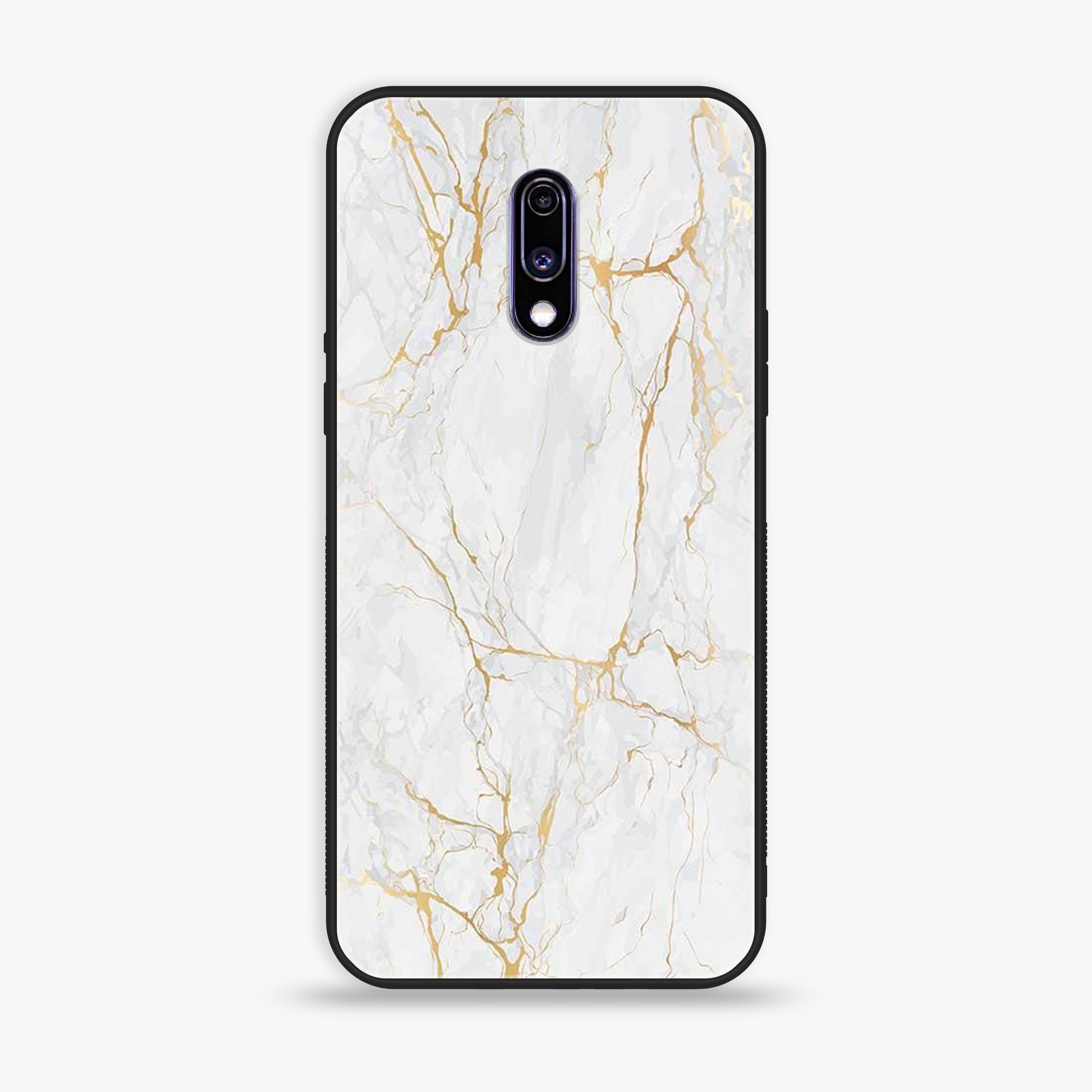 OnePlus 7 - White Marble Series - Premium Printed Glass soft Bumper shock Proof Case