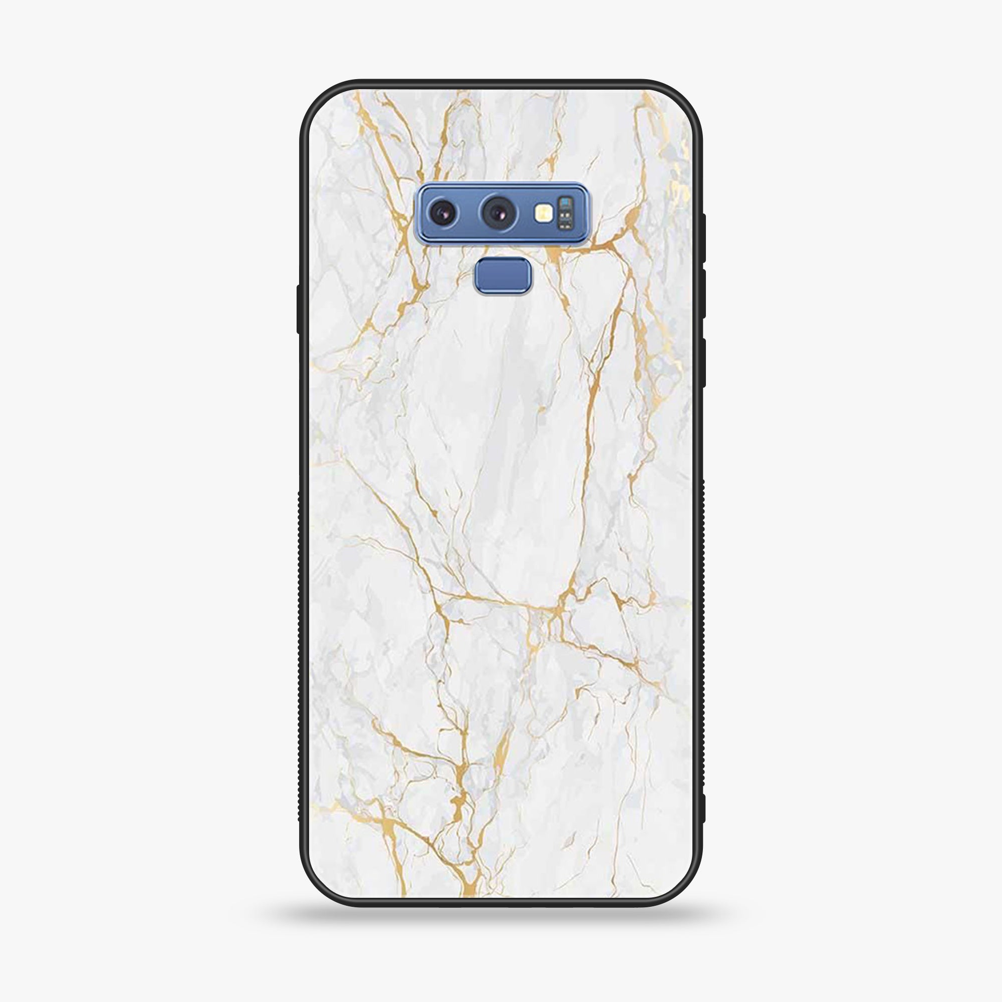 Samsung Galaxy Note 9 - White marble Series - Premium Printed Glass soft Bumper shock Proof Case