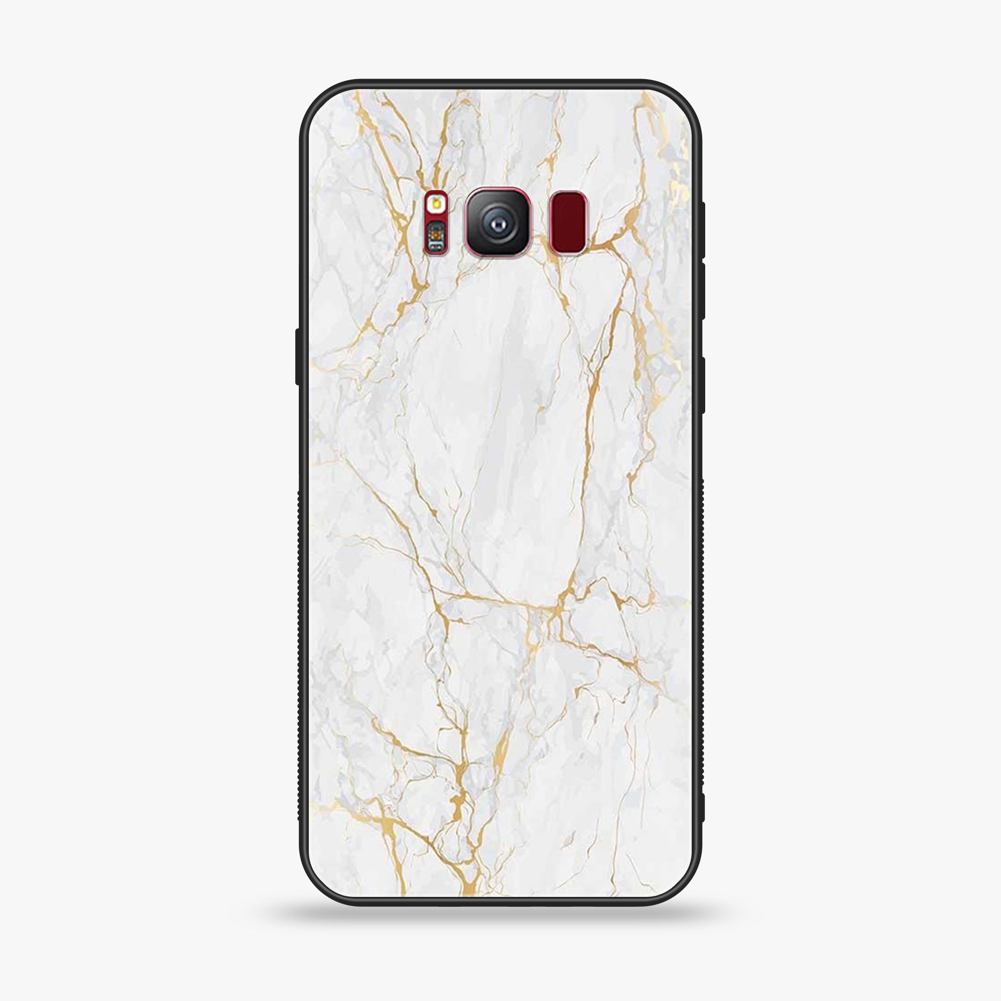 Galaxy S8 - White Marble Series - Premium Printed Glass soft Bumper shock Proof Case