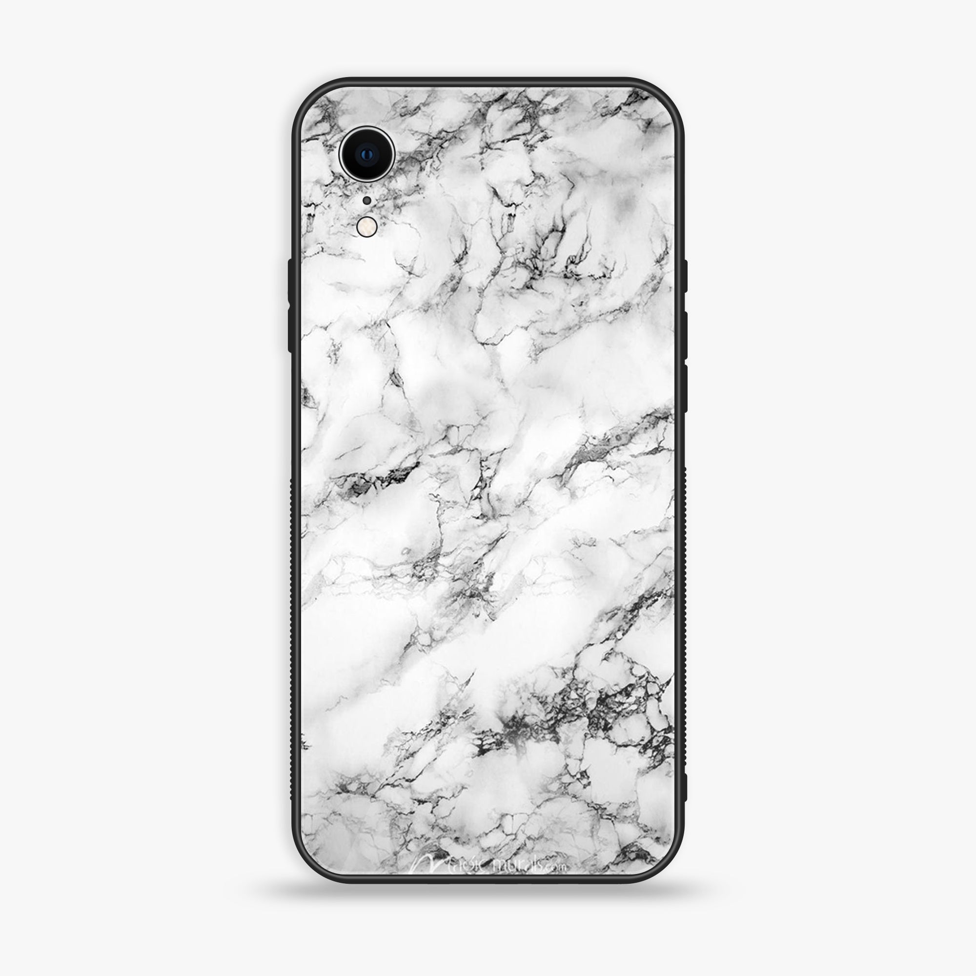 iPhone XR - White Marble Series - Premium Printed Glass soft Bumper shock Proof Case