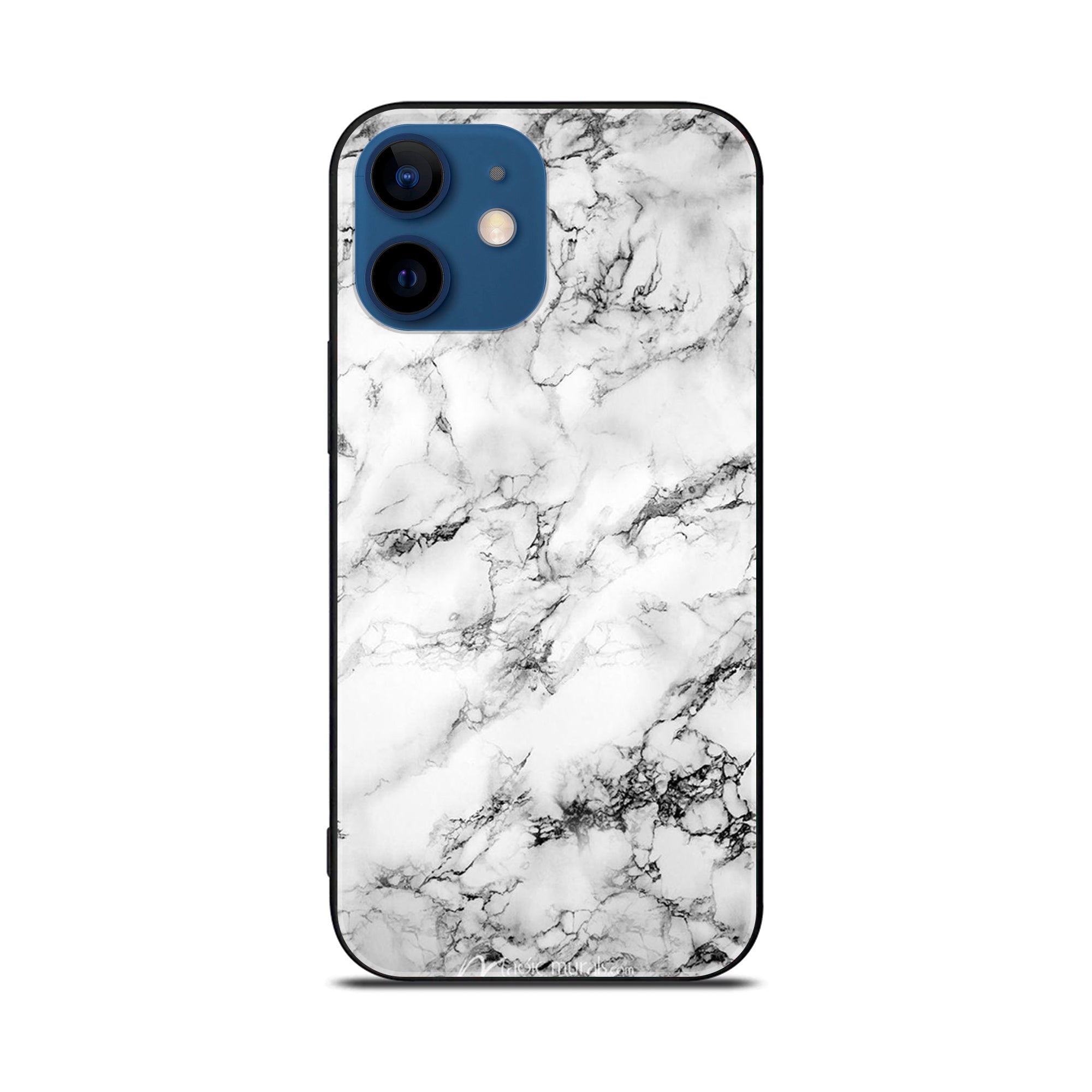 iPhone 11 White Marble Series  Premium Printed Glass soft Bumper shock Proof Case