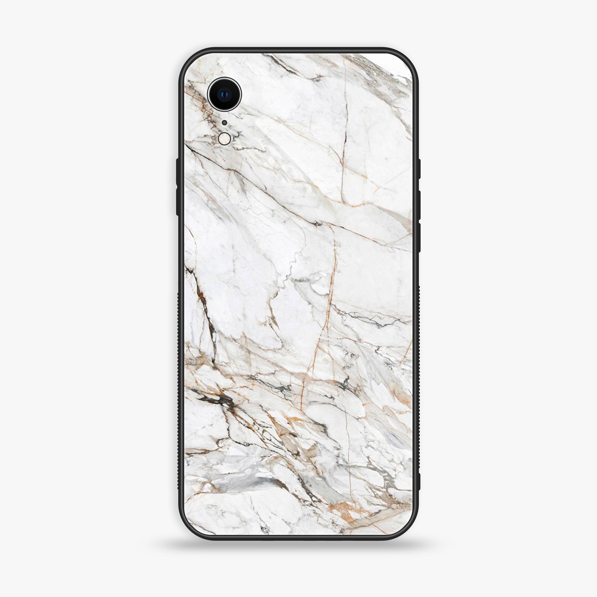 iPhone XR - White Marble Series - Premium Printed Glass soft Bumper shock Proof Case