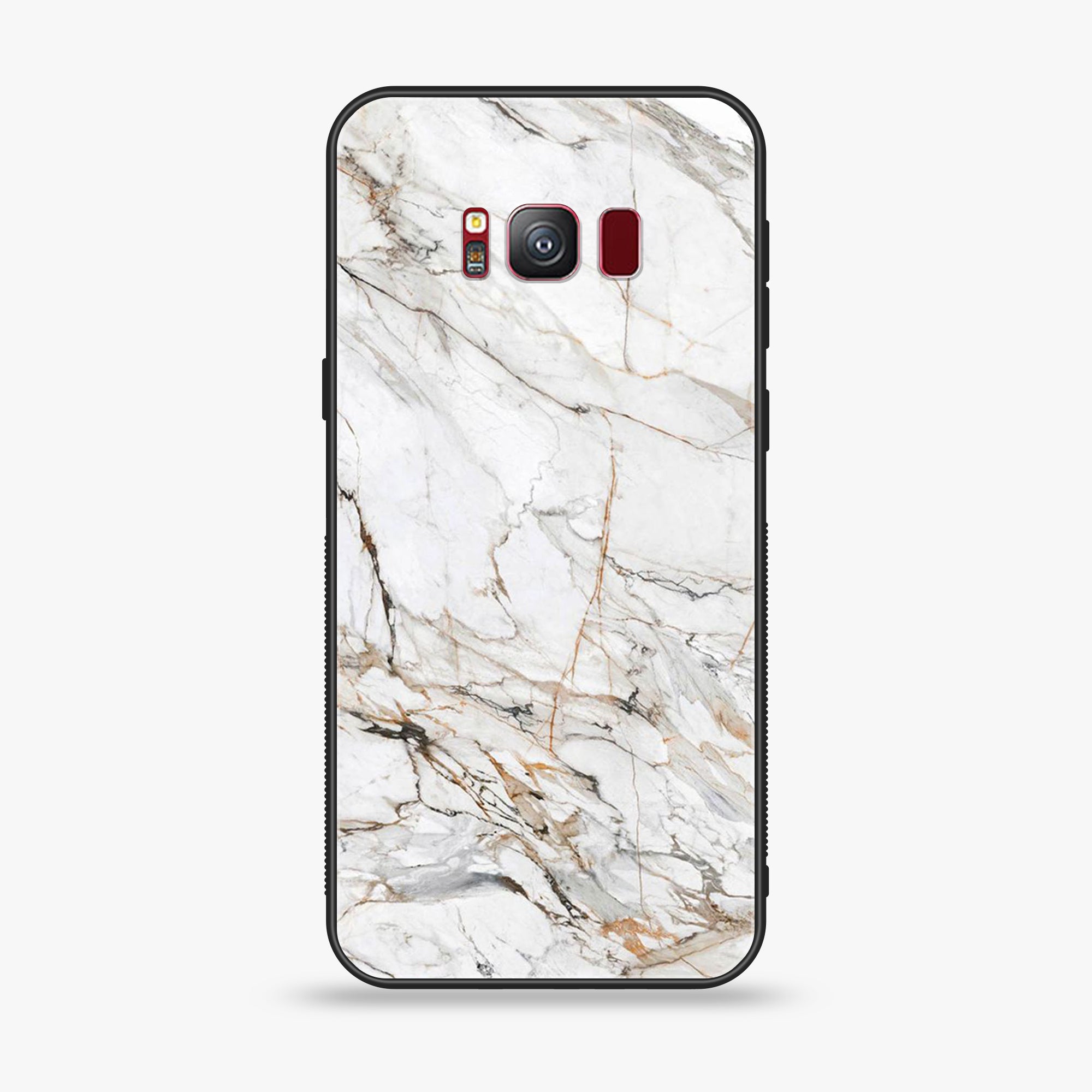 Galaxy S8 - White Marble Series - Premium Printed Glass soft Bumper shock Proof Case