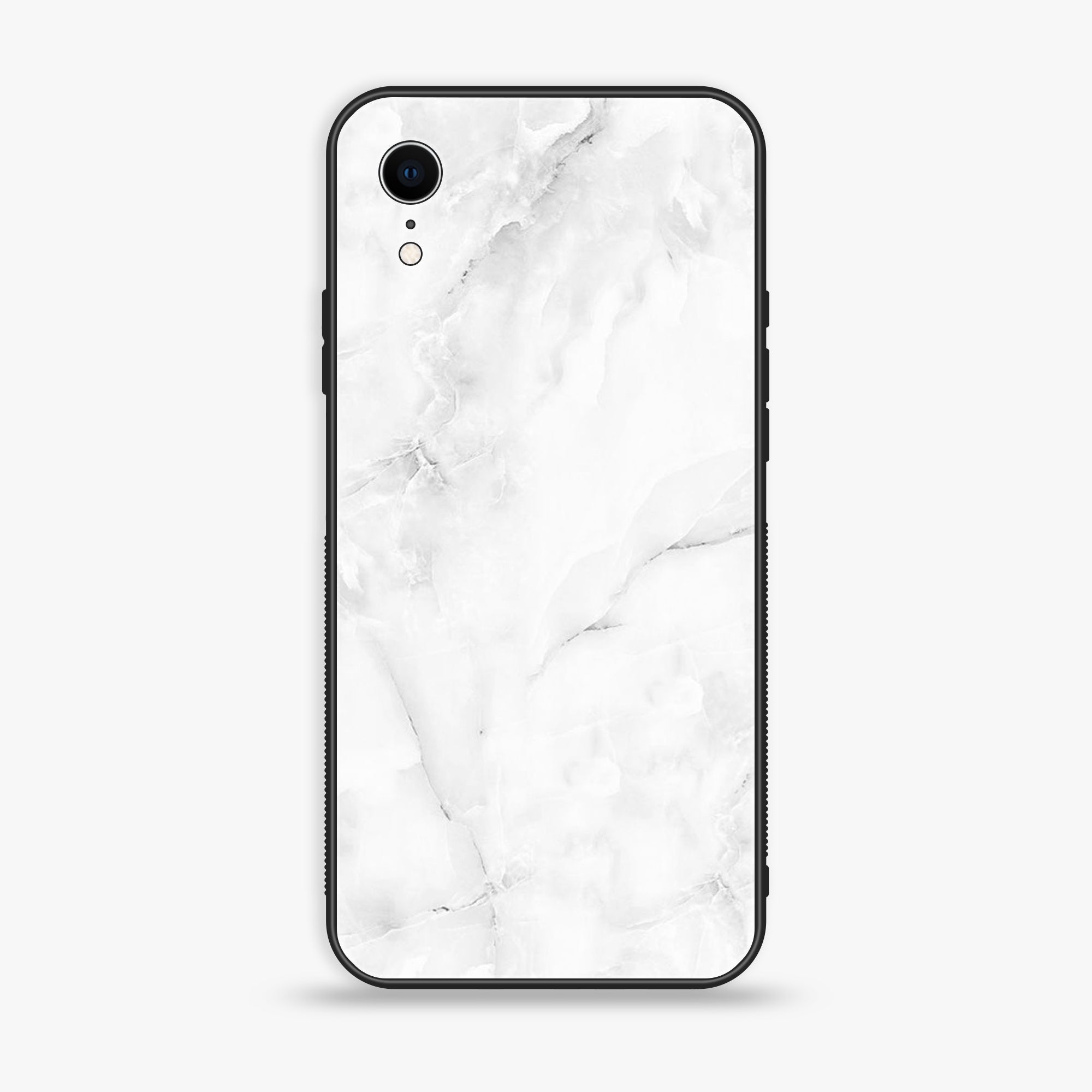 iPhone XR - White Marble Series - Premium Printed Glass soft Bumper shock Proof Case