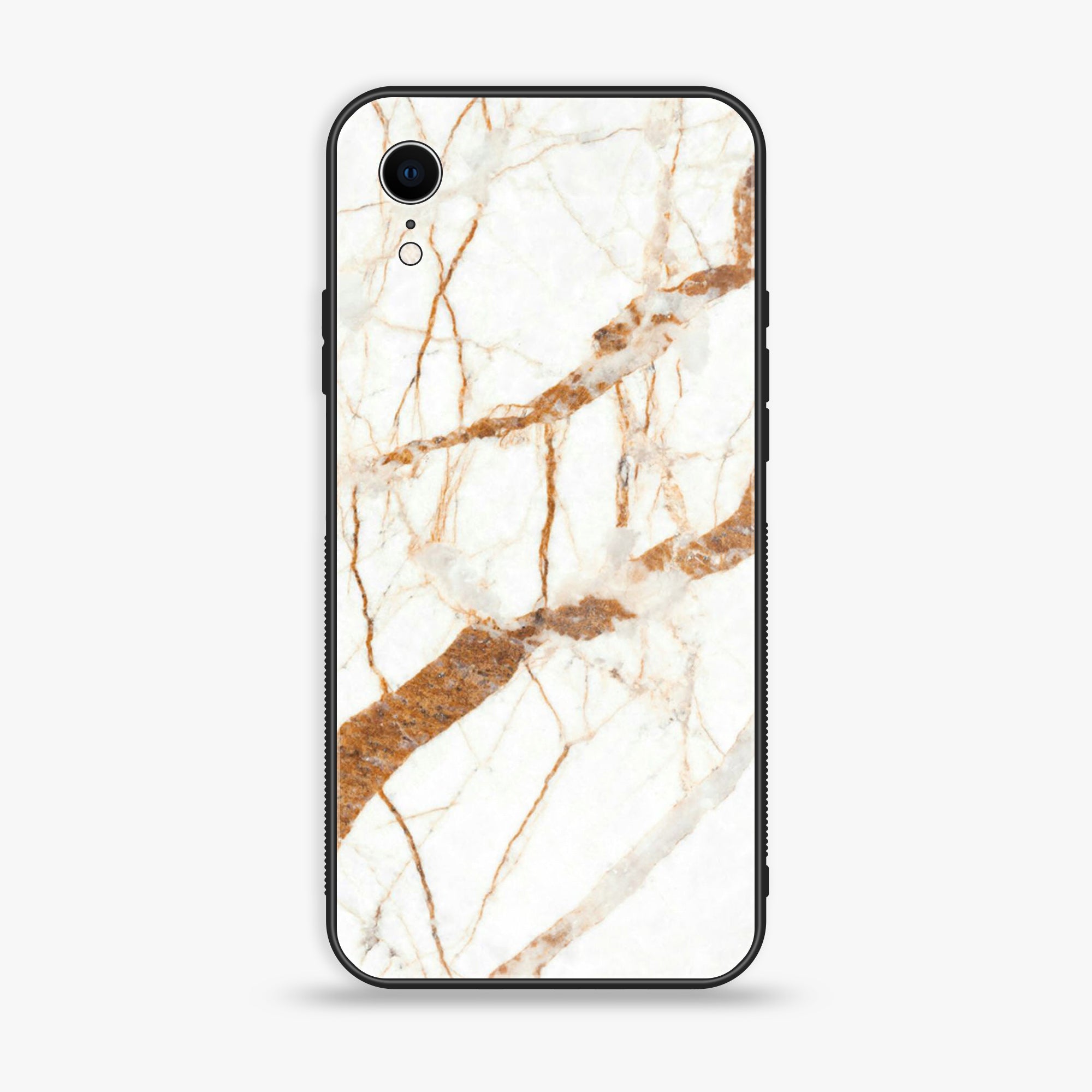 iPhone XR - White Marble Series - Premium Printed Glass soft Bumper shock Proof Case