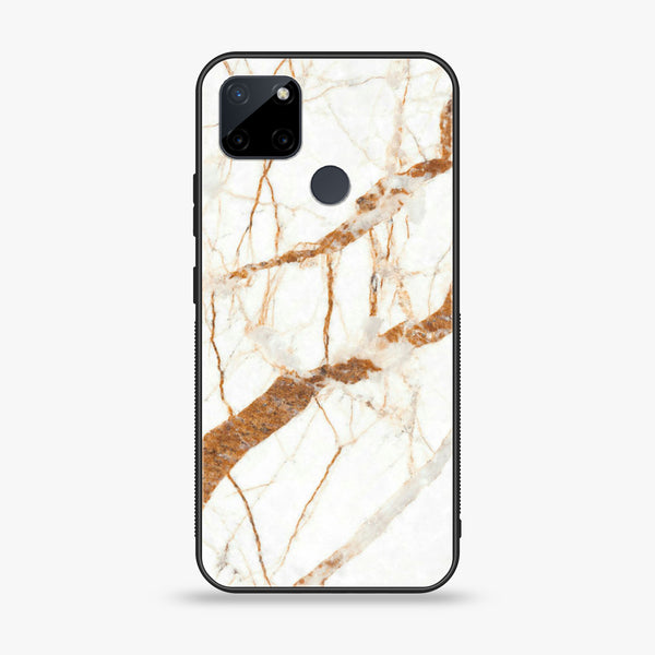 Realme C21Y  -White Marble Series - Premium Printed Glass soft Bumper shock Proof Case