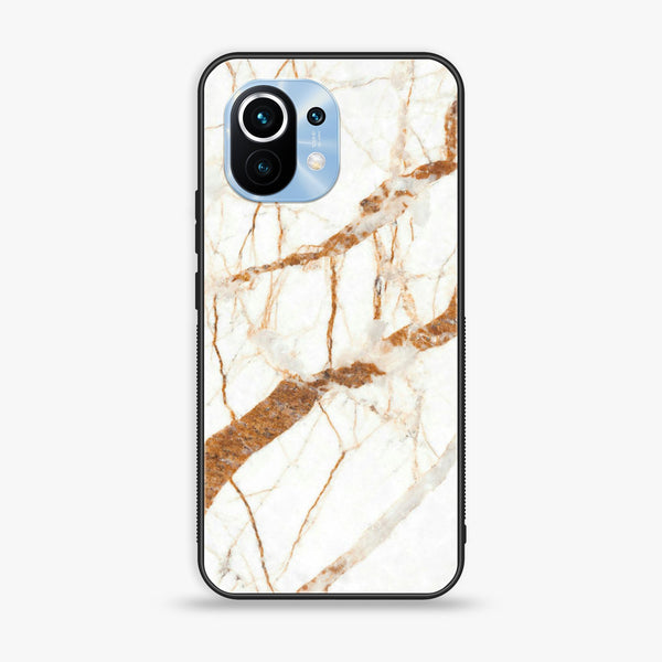 Xiaomi Mi 11 - White Marble Series - Premium Printed Glass soft Bumper shock Proof Case