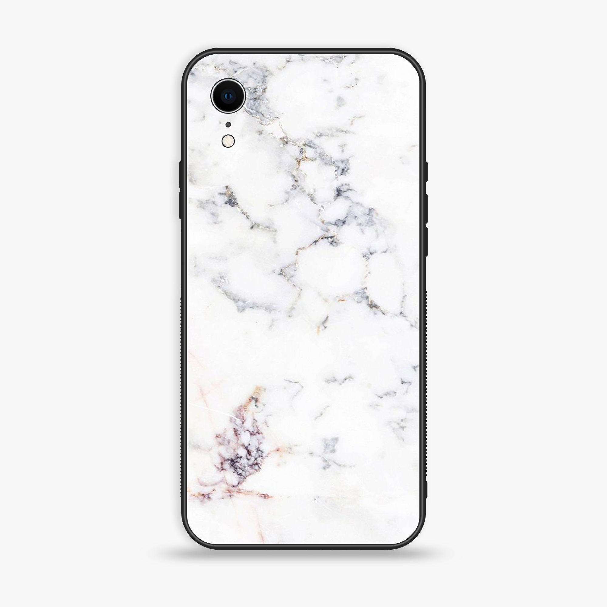 iPhone XR - White Marble Series - Premium Printed Glass soft Bumper shock Proof Case