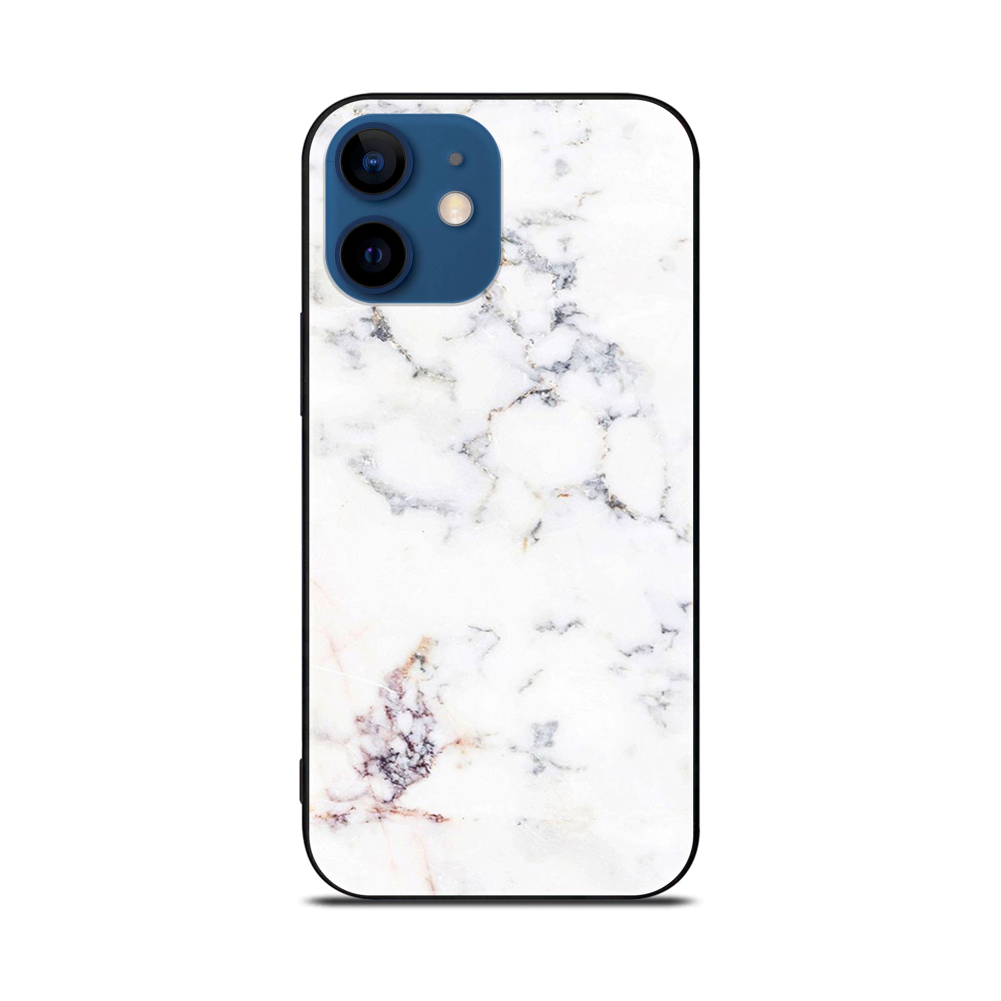 iPhone 11 White Marble Series  Premium Printed Glass soft Bumper shock Proof Case