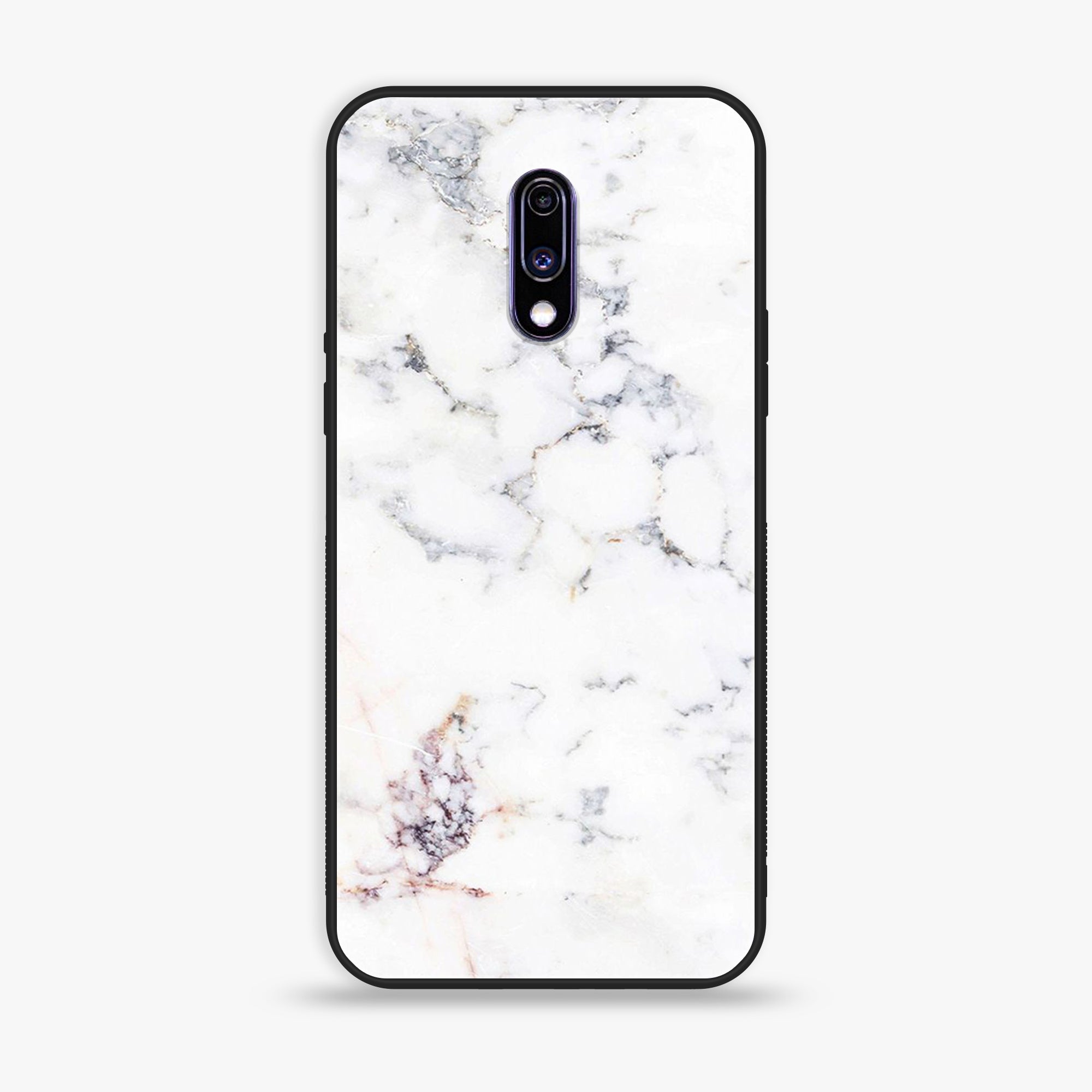 OnePlus 7 - White Marble Series - Premium Printed Glass soft Bumper shock Proof Case