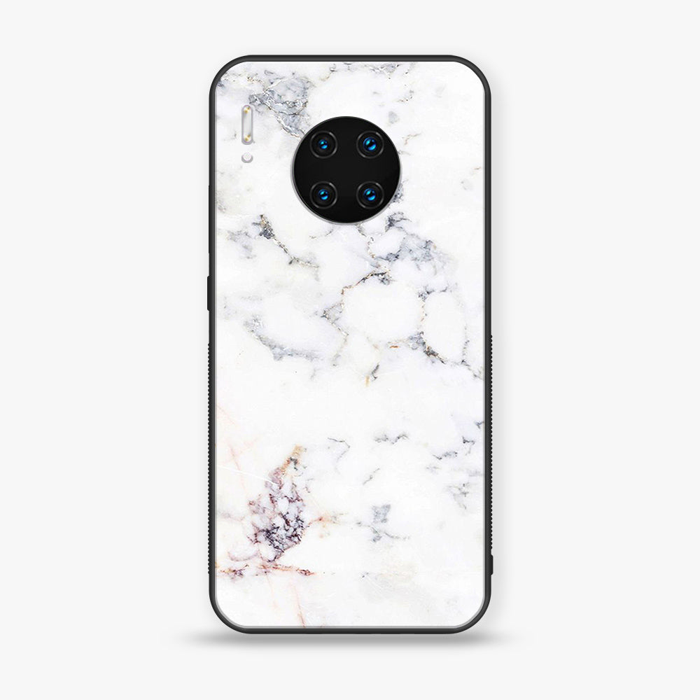 Huawei Mate 30 Pro - White Marble Series - Premium Printed Glass soft Bumper shock Proof Case