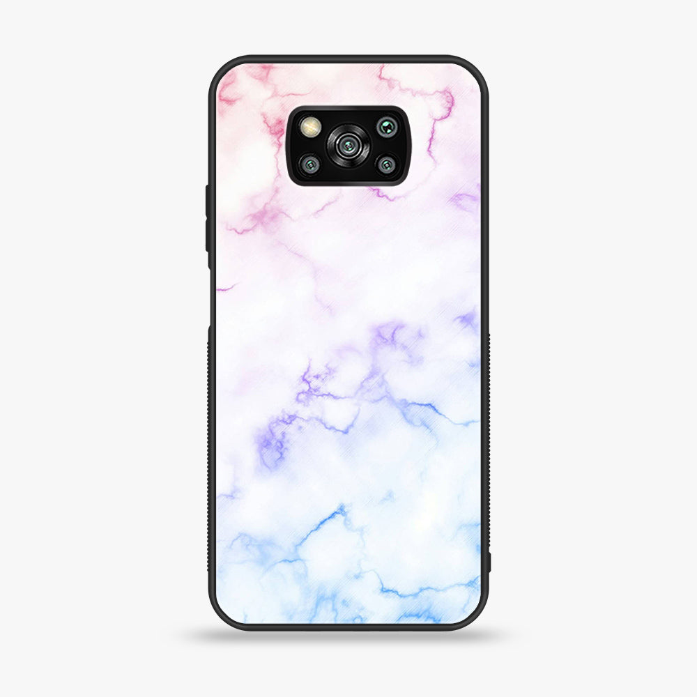 Xiaomi Poco X3 -White Marble Series - Premium Printed Glass soft Bumper shock Proof Case