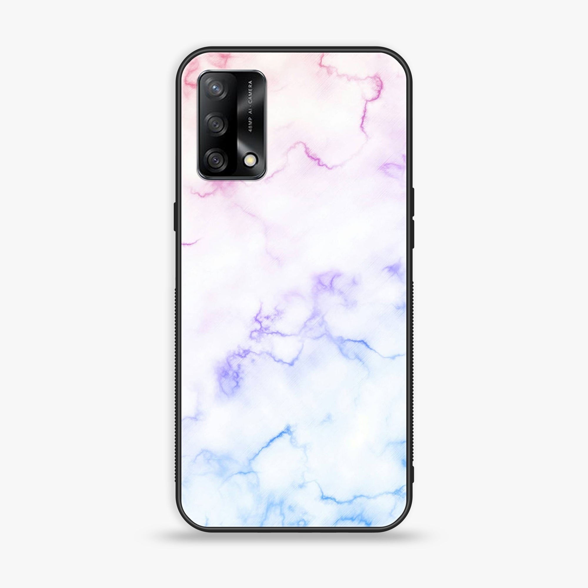 Oppo A95  - White Marble Series - Premium Printed Glass soft Bumper shock Proof Case